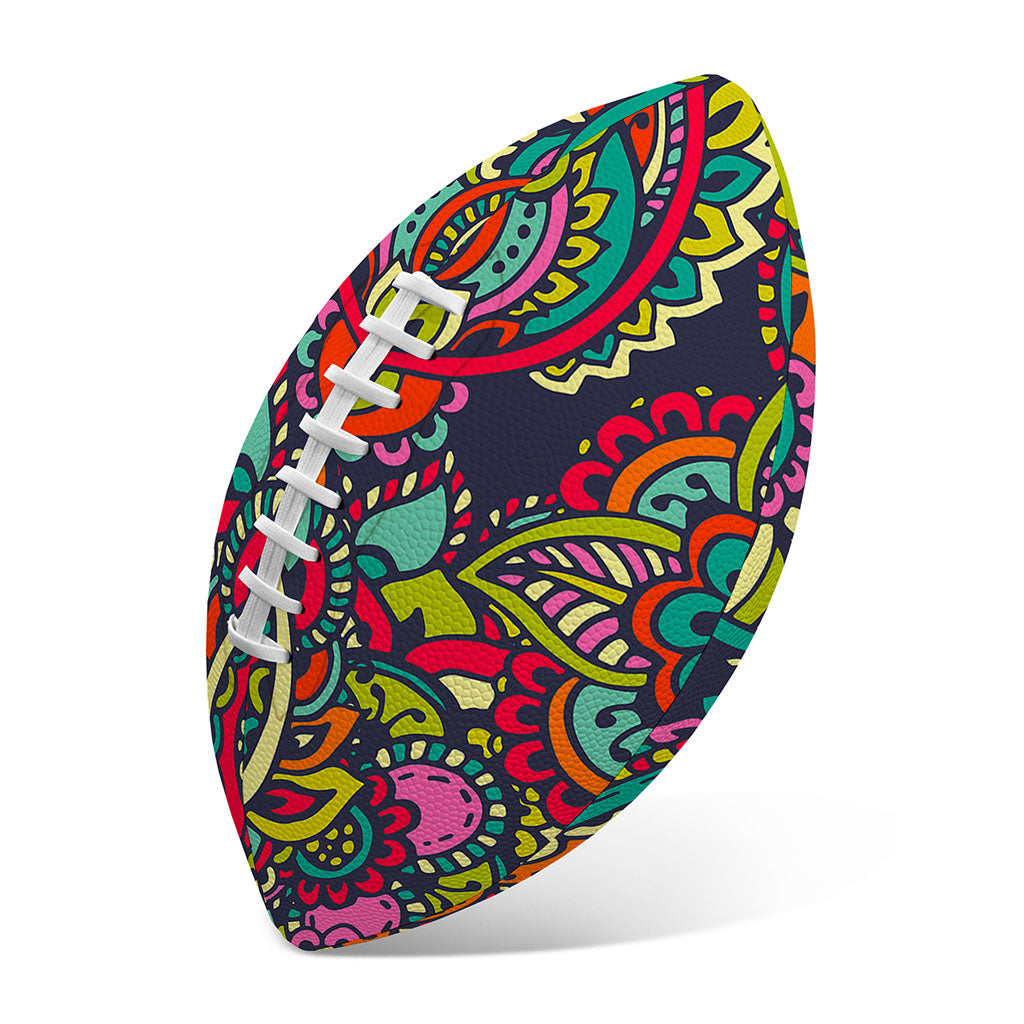 Colorful Floral Mandala Print Rugby Ball