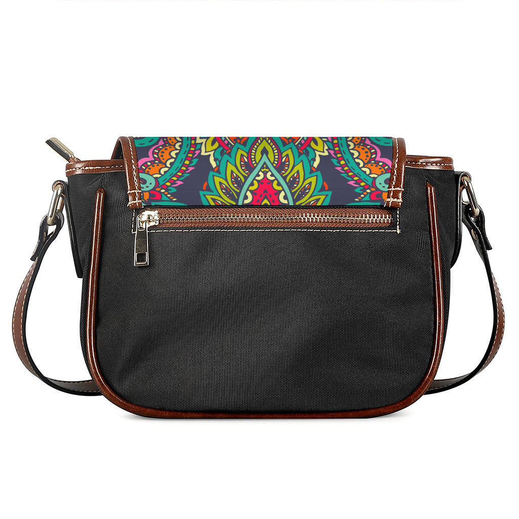 Colorful Floral Mandala Print Saddle Bag