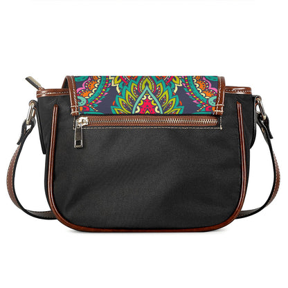Colorful Floral Mandala Print Saddle Bag