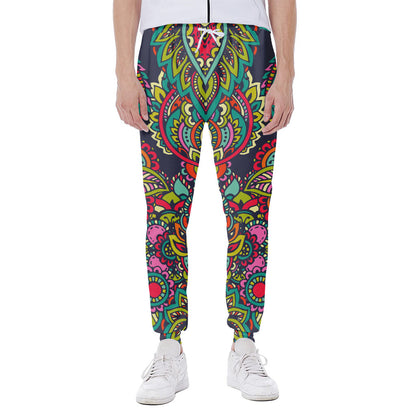 Colorful Floral Mandala Print Scuba Joggers