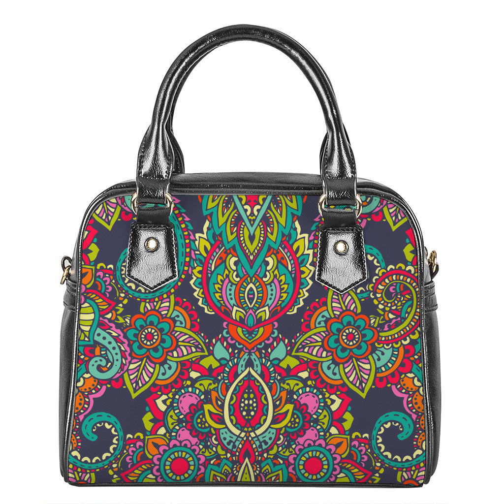 Colorful Floral Mandala Print Shoulder Handbag