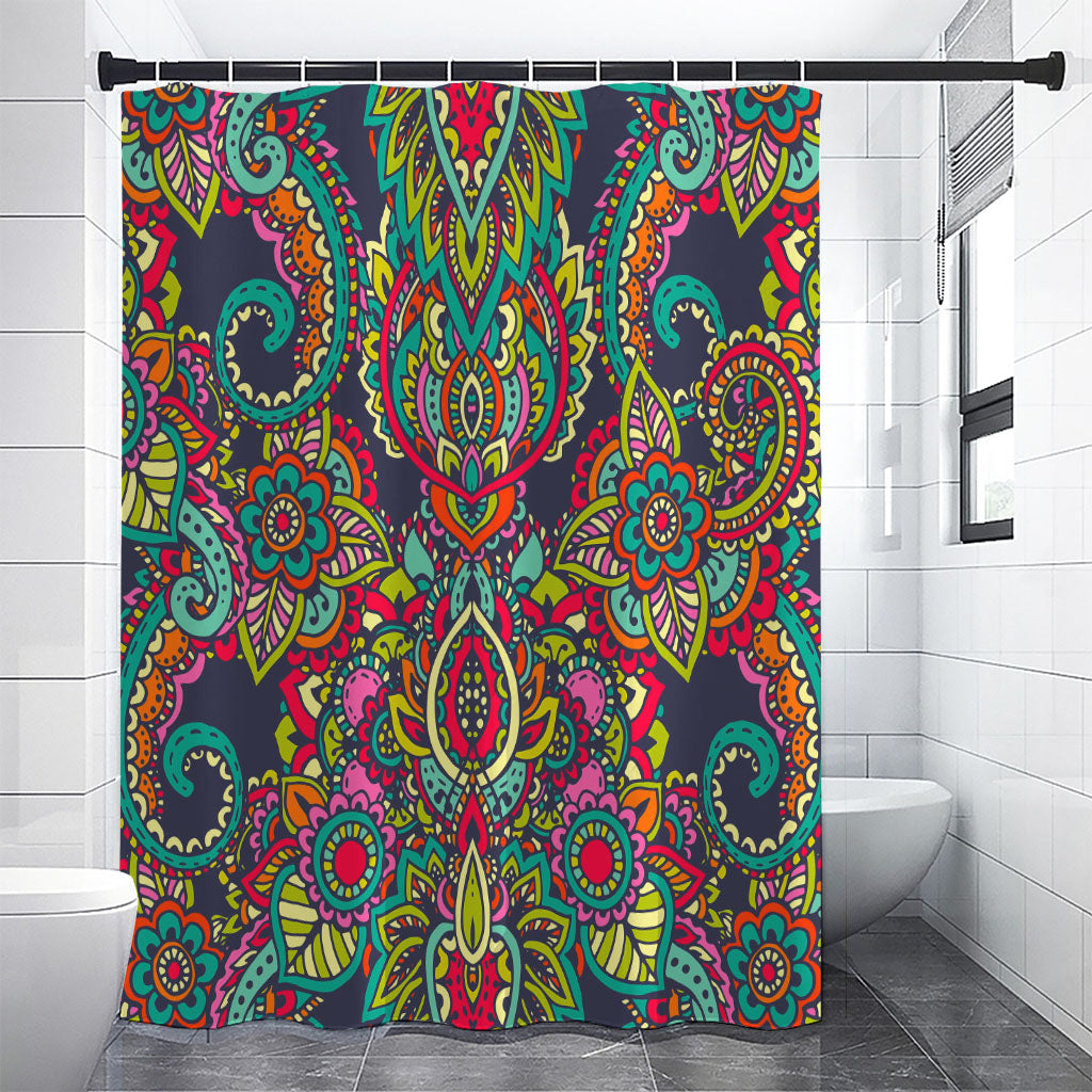 Colorful Floral Mandala Print Shower Curtain