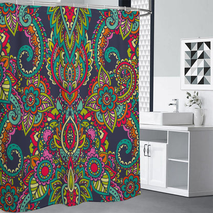 Colorful Floral Mandala Print Shower Curtain