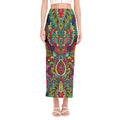 Colorful Floral Mandala Print Side Slit Maxi Skirt