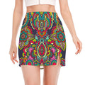 Colorful Floral Mandala Print Side Slit Mini Skirt