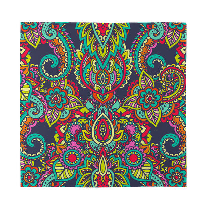 Colorful Floral Mandala Print Silk Bandana