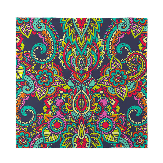 Colorful Floral Mandala Print Silk Bandana