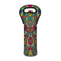 Colorful Floral Mandala Print Single Neoprene Wine Tote