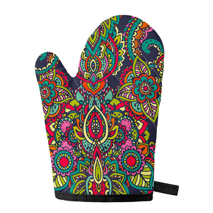 Colorful Floral Mandala Print Single Oven Mitt