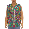 Colorful Floral Mandala Print Sleeveless Baseball Jersey