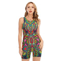 Colorful Floral Mandala Print Sleeveless One Piece Swimsuit