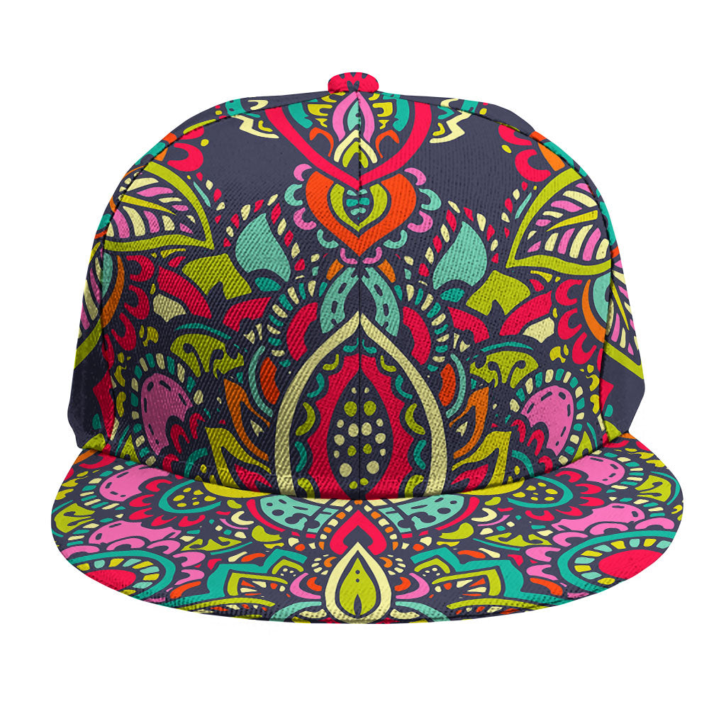 Colorful Floral Mandala Print Snapback Cap
