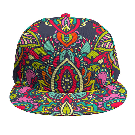 Colorful Floral Mandala Print Snapback Cap