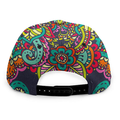 Colorful Floral Mandala Print Snapback Cap