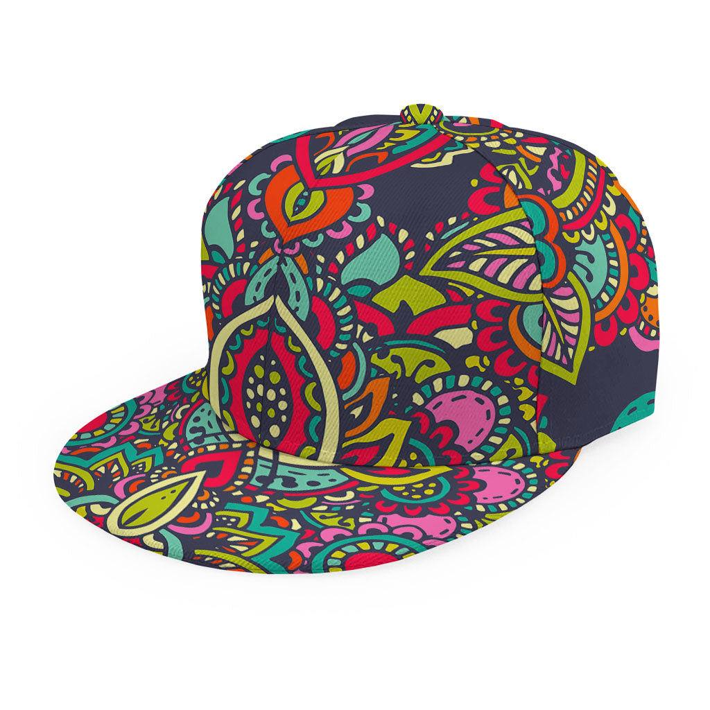 Colorful Floral Mandala Print Snapback Cap