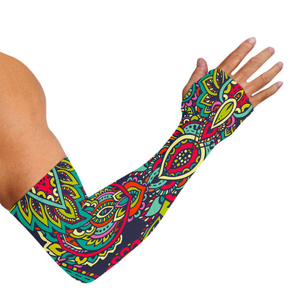 Colorful Floral Mandala Print Sun Protection Arm Sleeves