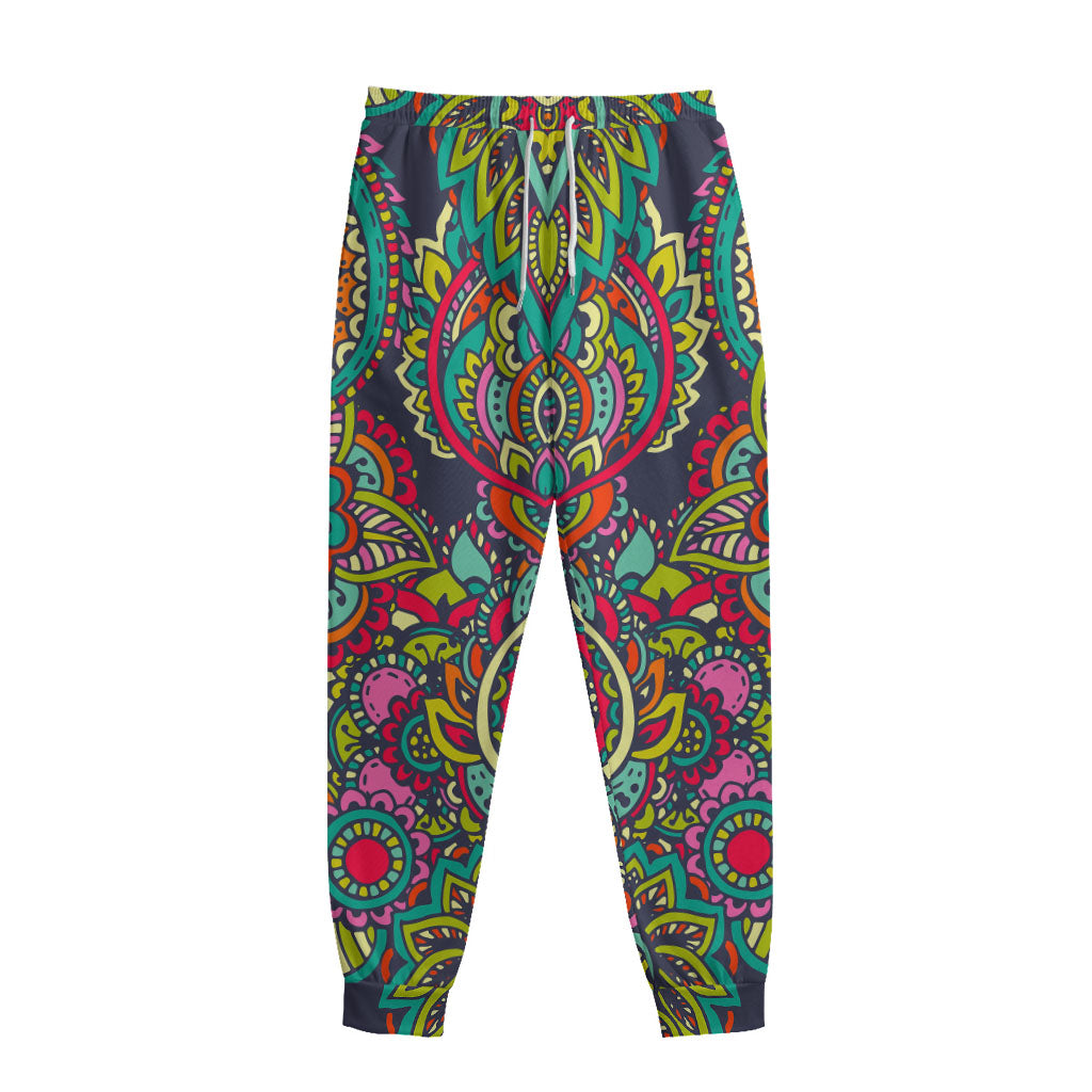 Colorful Floral Mandala Print Sweatpants