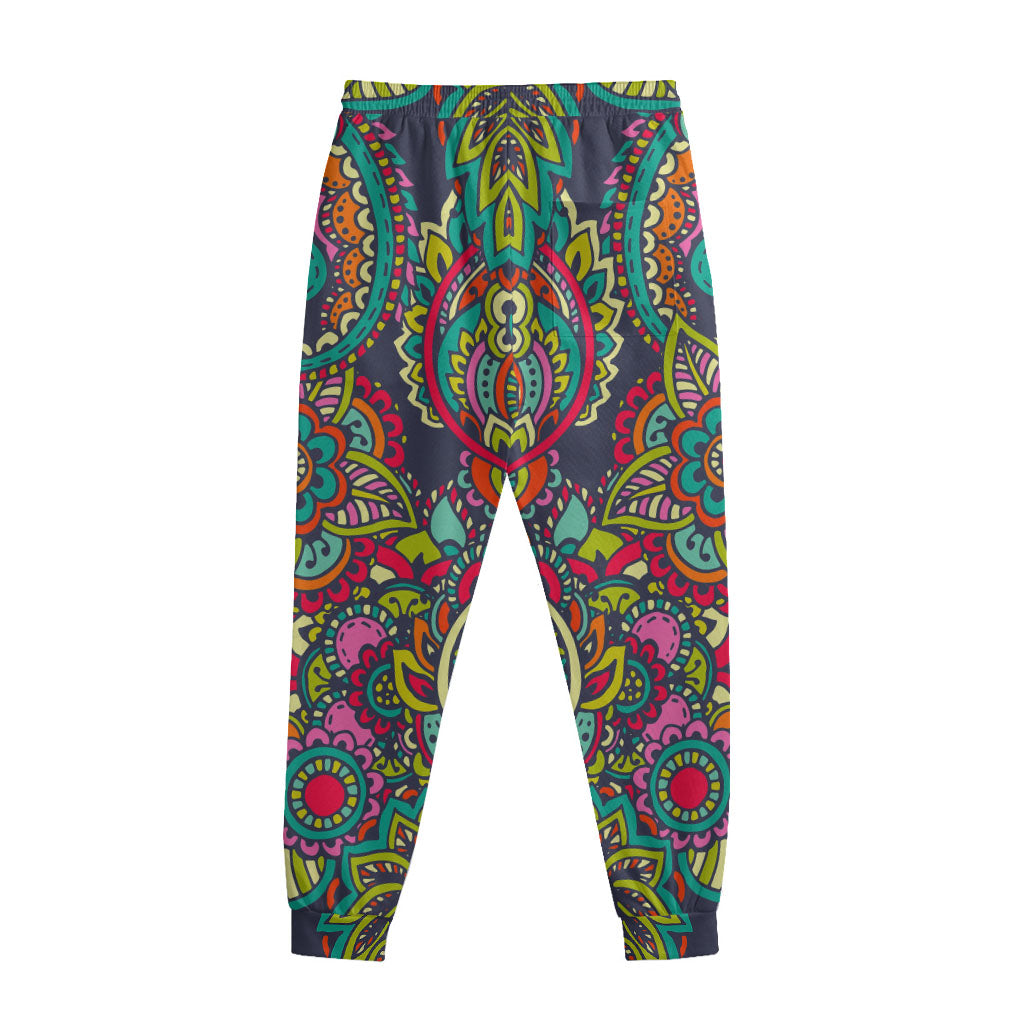 Colorful Floral Mandala Print Sweatpants