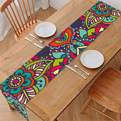 Colorful Floral Mandala Print Table Runner