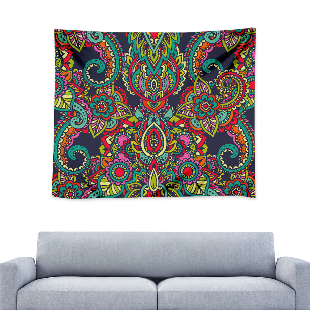 Colorful Floral Mandala Print Tapestry