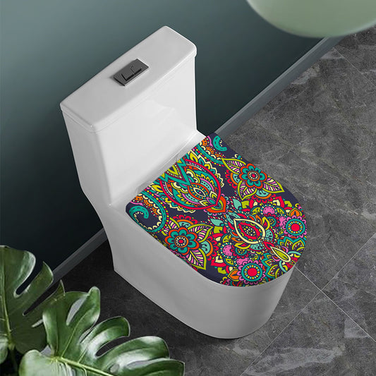 Colorful Floral Mandala Print Toilet Lid Cover