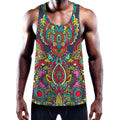 Colorful Floral Mandala Print Men's Workout Tank Top