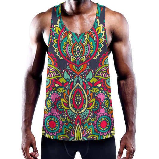 Colorful Floral Mandala Print Training Tank Top