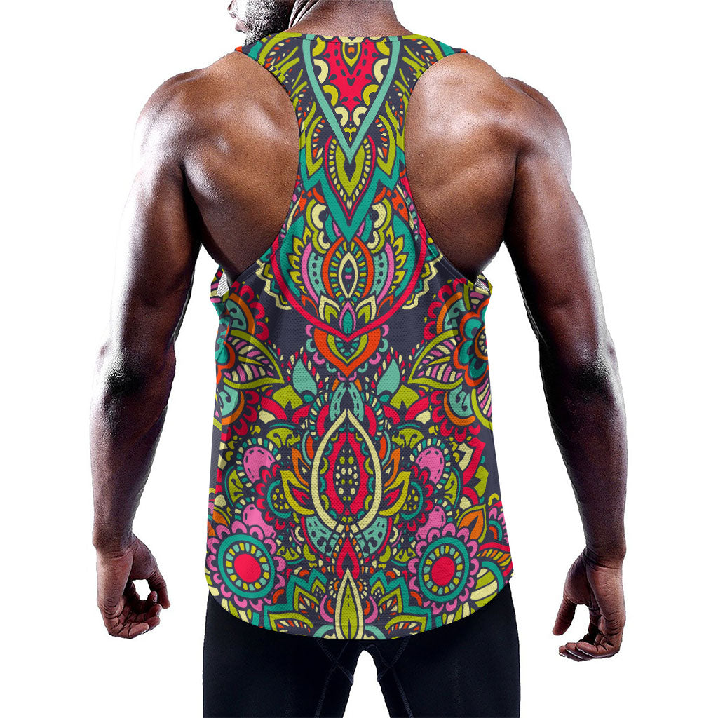Colorful Floral Mandala Print Training Tank Top