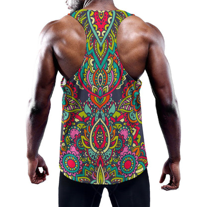 Colorful Floral Mandala Print Training Tank Top