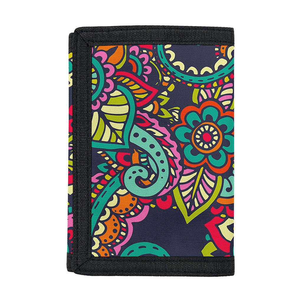 Colorful Floral Mandala Print Trifold Wallet