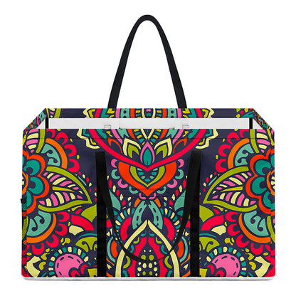Colorful Floral Mandala Print Utility Tote Bag