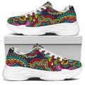 Colorful Floral Mandala Print White Chunky Shoes