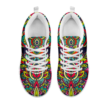 Colorful Floral Mandala Print White Running Shoes