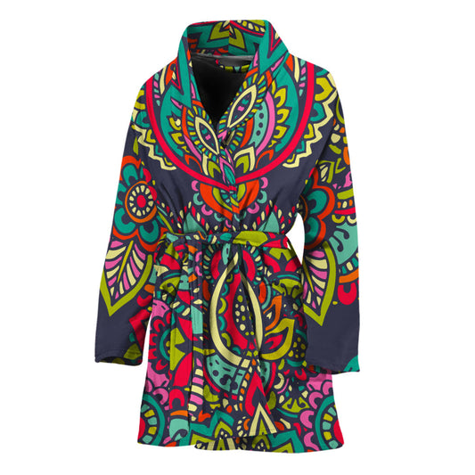 Colorful Floral Mandala Print Women's Bathrobe