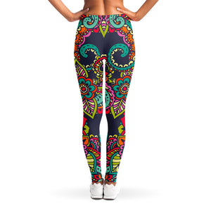 Colorful Floral Mandala Print Women's Leggings