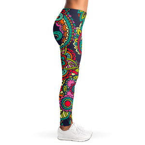 Colorful Floral Mandala Print Women's Leggings