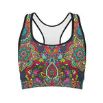 Colorful Floral Mandala Print Women's Sports Bra