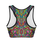 Colorful Floral Mandala Print Women's Sports Bra