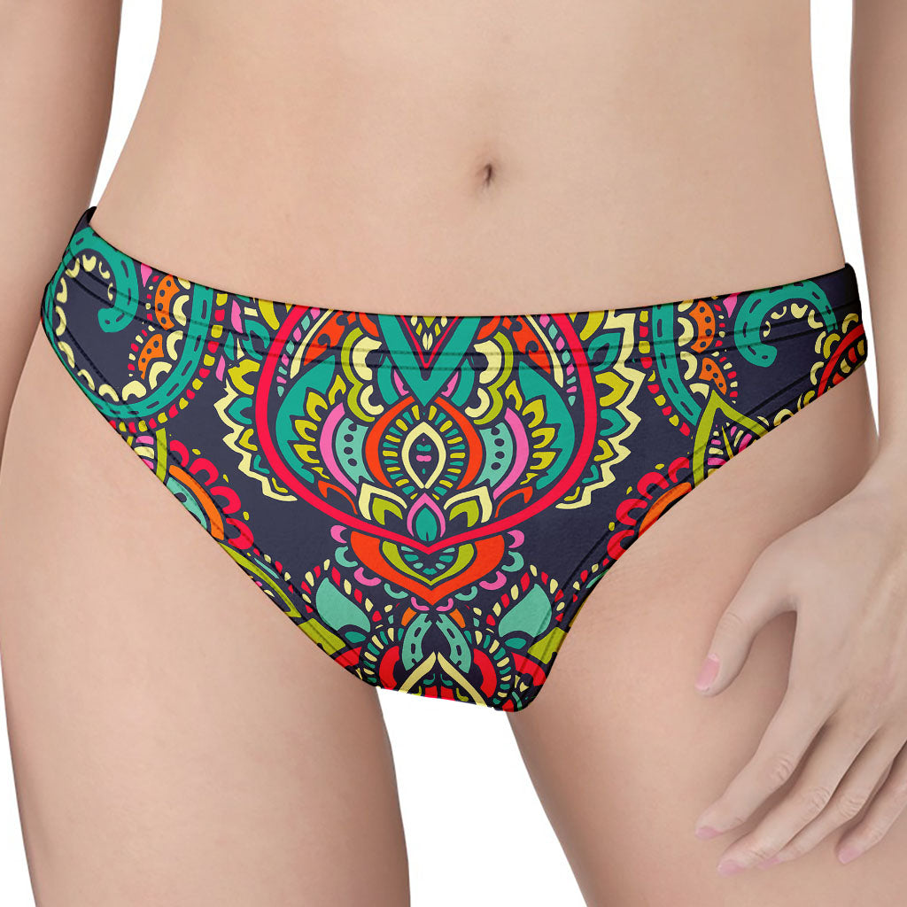 Colorful Floral Mandala Print Women's Thong