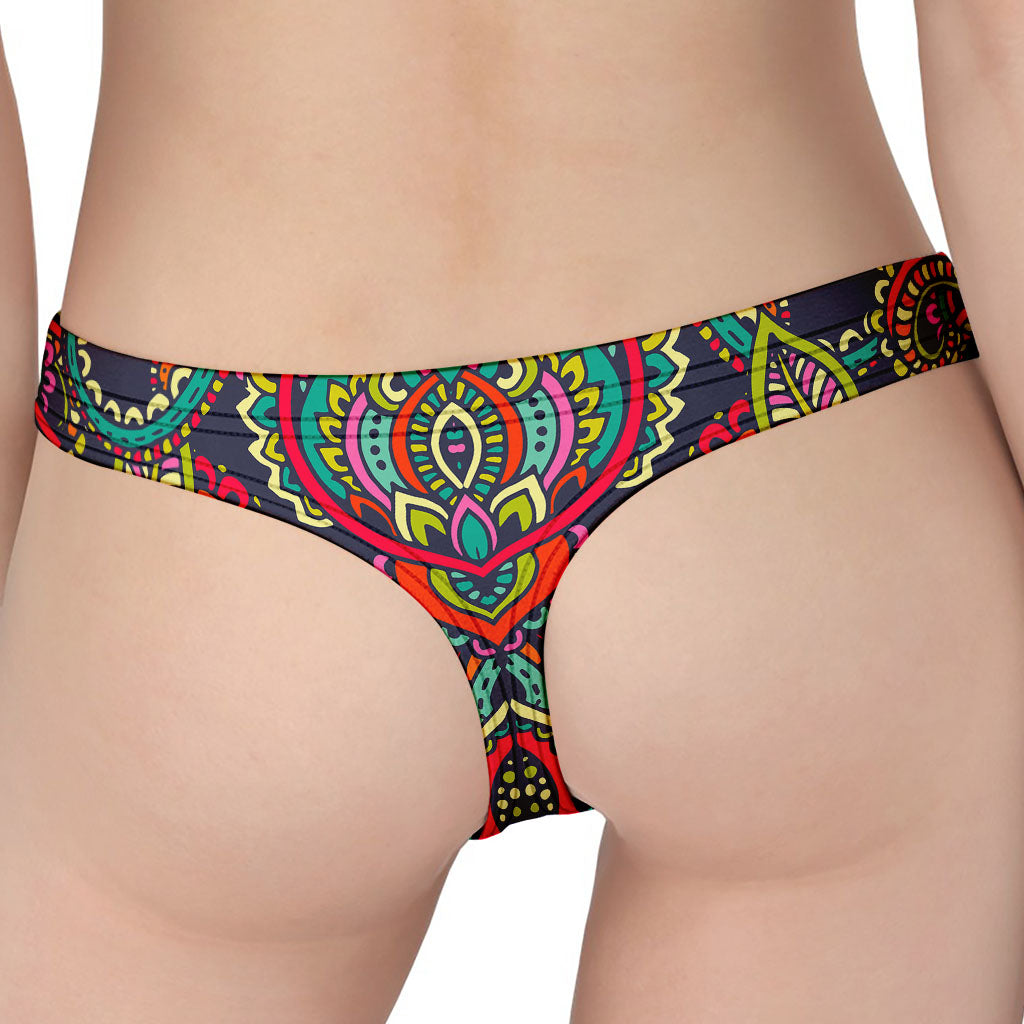 Colorful Floral Mandala Print Women's Thong