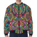 Colorful Floral Mandala Print Zip Sleeve Bomber Jacket