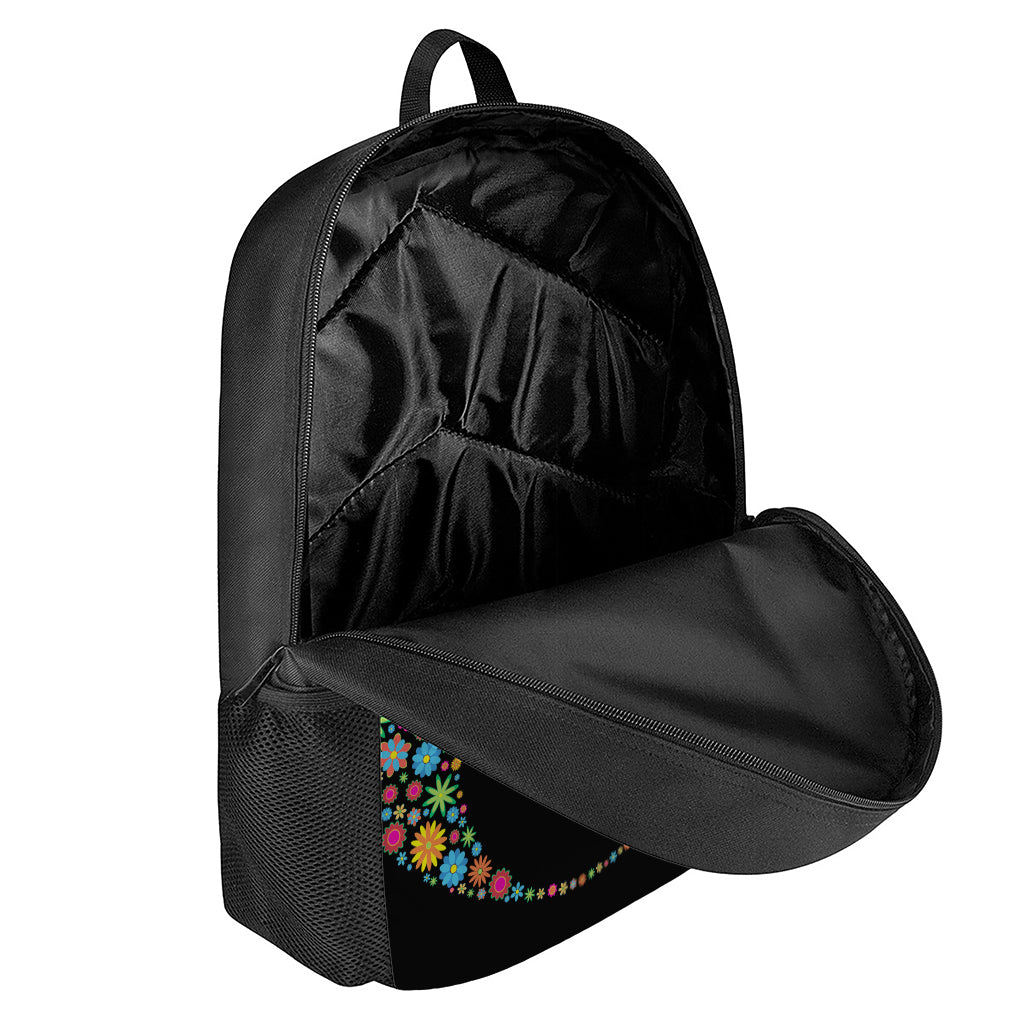 Colorful Flowers Yin Yang Print 17 Inch Backpack