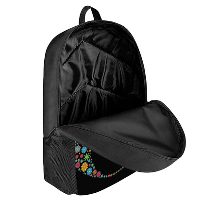 Colorful Flowers Yin Yang Print 17 Inch Backpack