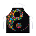 Colorful Flowers Yin Yang Print Adjustable Apron