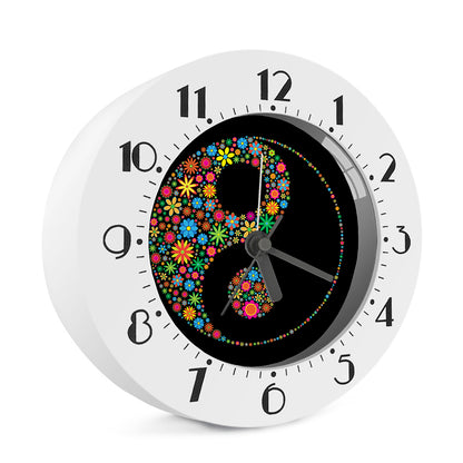 Colorful Flowers Yin Yang Print Alarm Clock