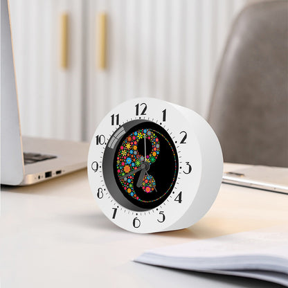 Colorful Flowers Yin Yang Print Alarm Clock
