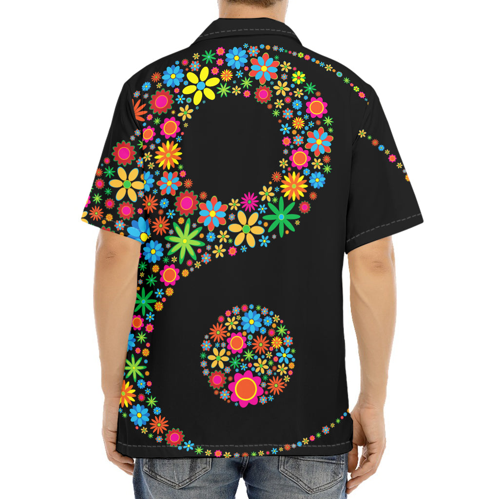 Colorful Flowers Yin Yang Print Aloha Shirt
