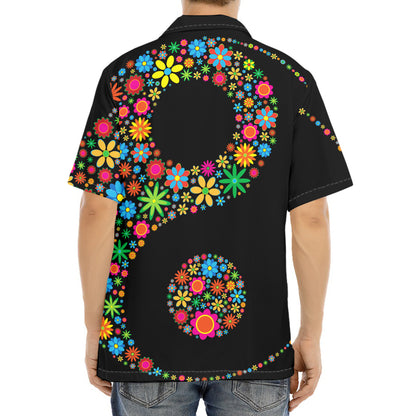 Colorful Flowers Yin Yang Print Aloha Shirt