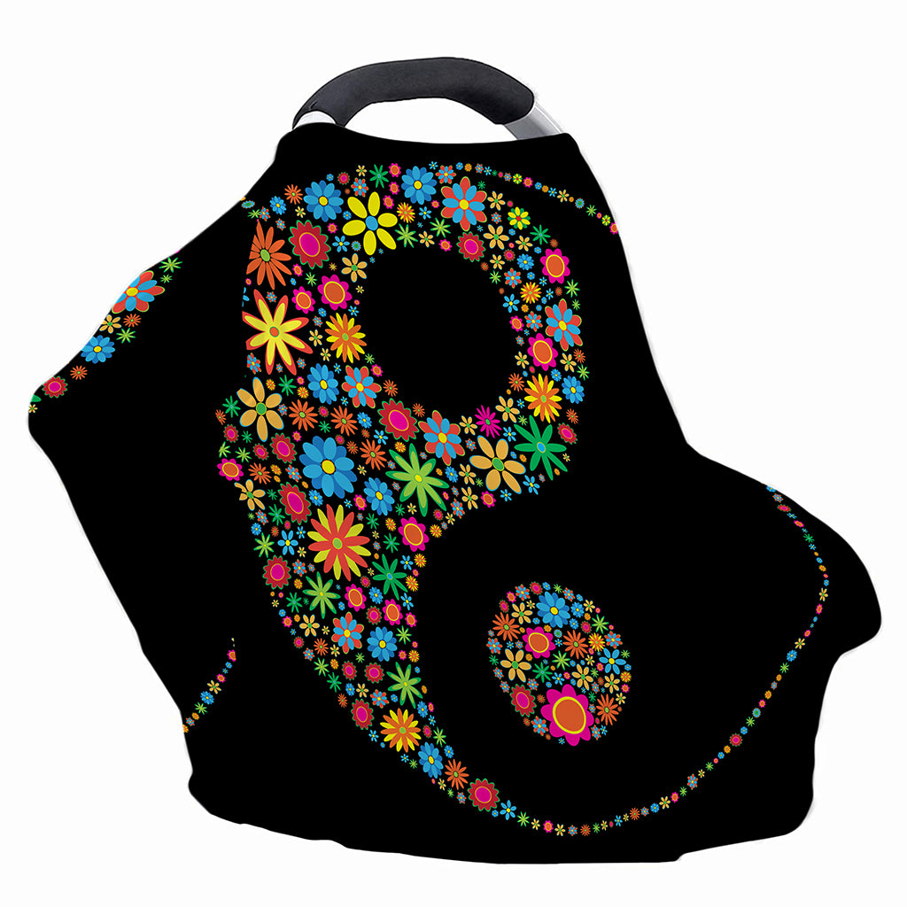 Colorful Flowers Yin Yang Print Baby Seat Cover