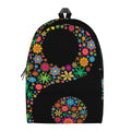 Colorful Flowers Yin Yang Print School Backpack